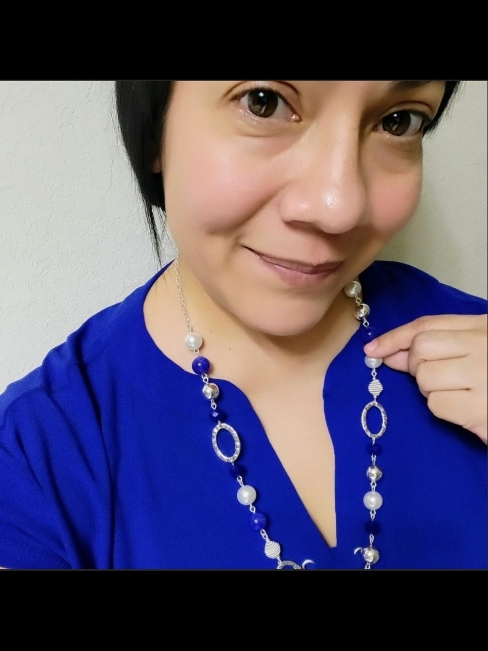 Ling Blue and Pearl Beaded Necklace - Women Fashion Jewelry
